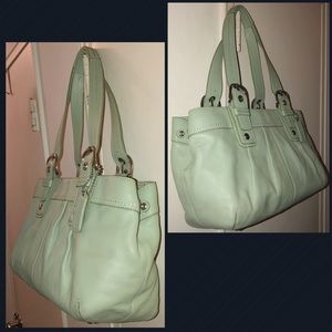 Coach Soho Mint Green Leather Pleated Satchel Bag!